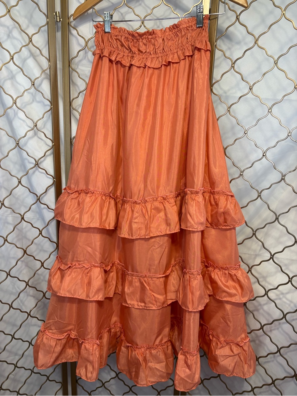 Women's Fancy Orange Sherbet Tiered Ruffle Skirt NWOT from Moon Orchid Size XS